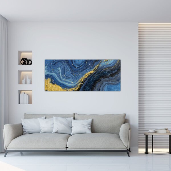 Slika - Plavo-zlatna apstrakcija (120x50 cm)