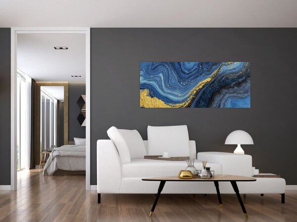 Slika - Plavo-zlatna apstrakcija (120x50 cm)