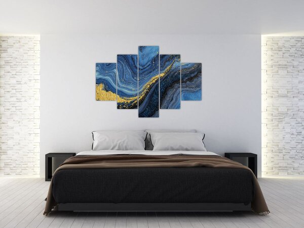 Slika - Plavo-zlatna apstrakcija (150x105 cm)