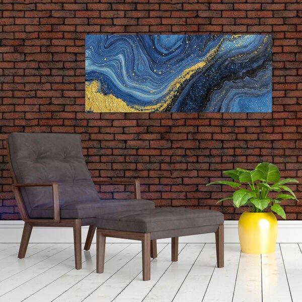 Slika - Plavo-zlatna apstrakcija (120x50 cm)