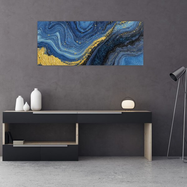 Slika - Plavo-zlatna apstrakcija (120x50 cm)