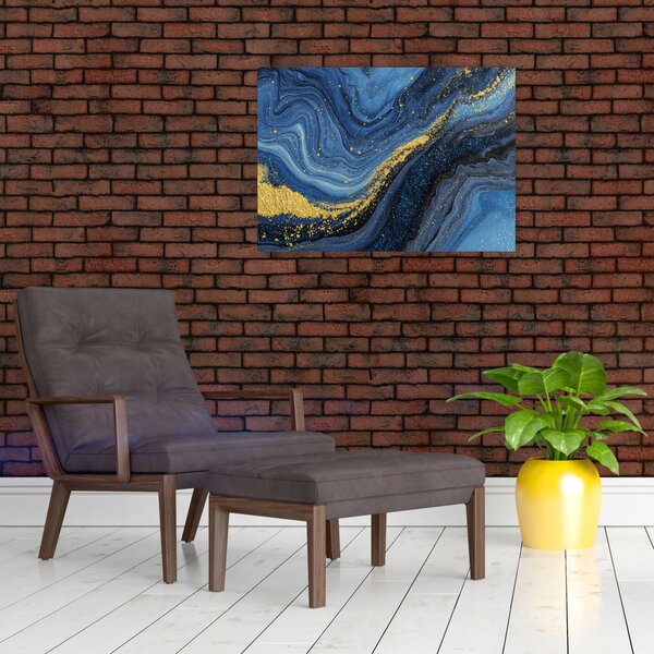 Slika - Plavo-zlatna apstrakcija (70x50 cm)