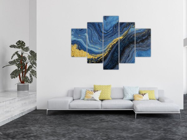 Slika - Plavo-zlatna apstrakcija (150x105 cm)