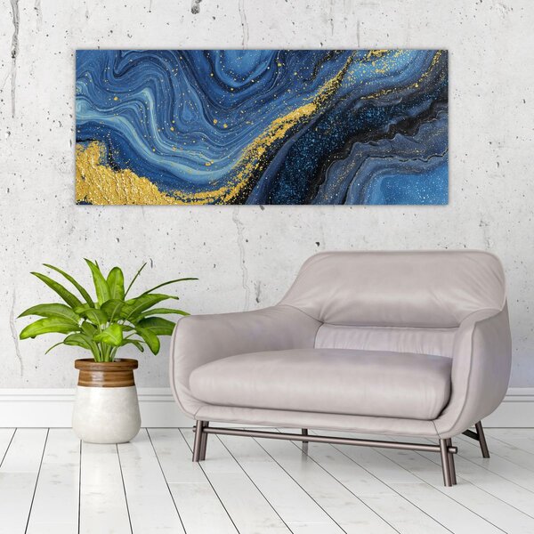 Slika - Plavo-zlatna apstrakcija (120x50 cm)