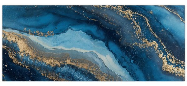 Slika - Plava mramorna apstrakcija (120x50 cm)
