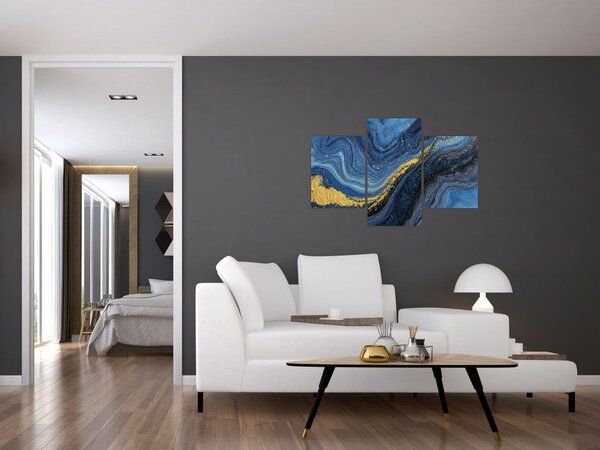 Slika - Plavo-zlatna apstrakcija (90x60 cm)
