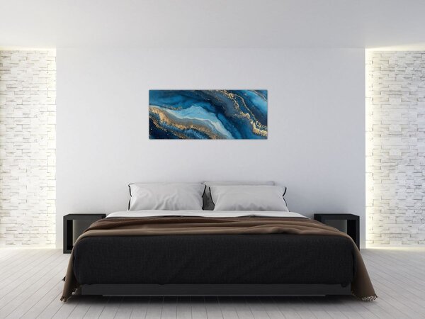 Slika - Plava mramorna apstrakcija (120x50 cm)