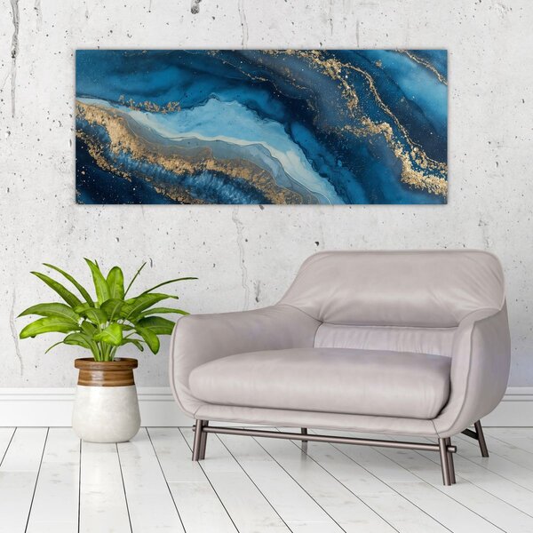 Slika - Plava mramorna apstrakcija (120x50 cm)