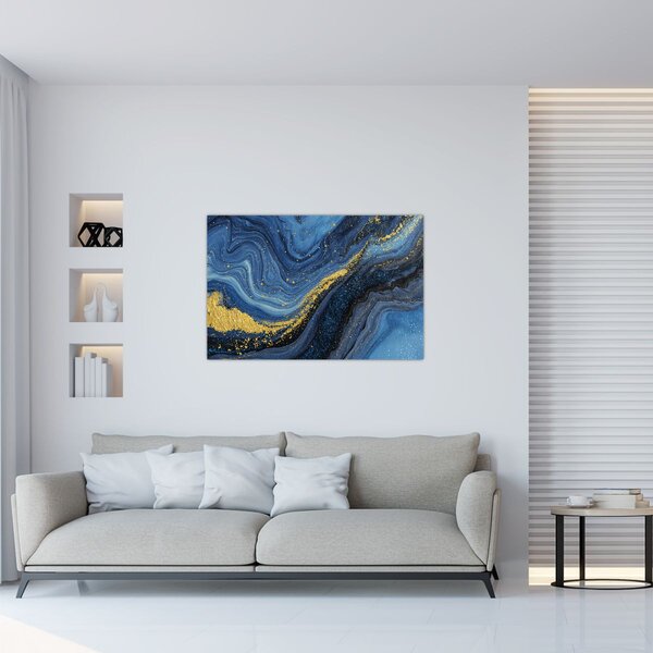 Slika - Plavo-zlatna apstrakcija (90x60 cm)
