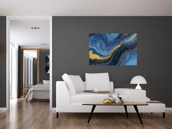 Slika - Plavo-zlatna apstrakcija (90x60 cm)