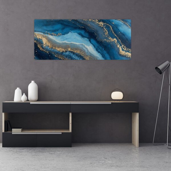 Slika - Plava mramorna apstrakcija (120x50 cm)