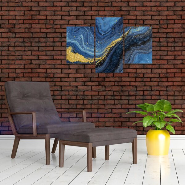Slika - Plavo-zlatna apstrakcija (90x60 cm)