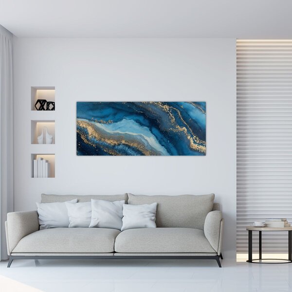 Slika - Plava mramorna apstrakcija (120x50 cm)