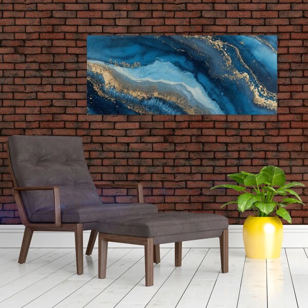 Slika - Plava mramorna apstrakcija (120x50 cm)