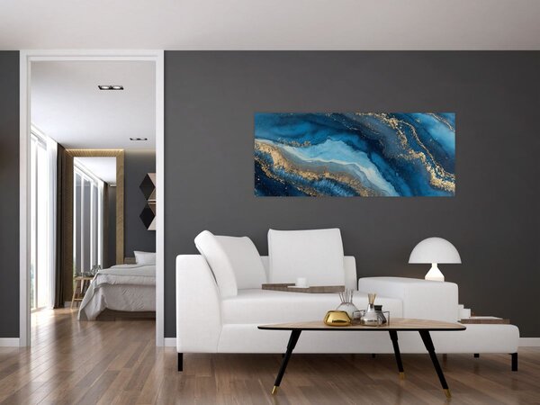 Slika - Plava mramorna apstrakcija (120x50 cm)