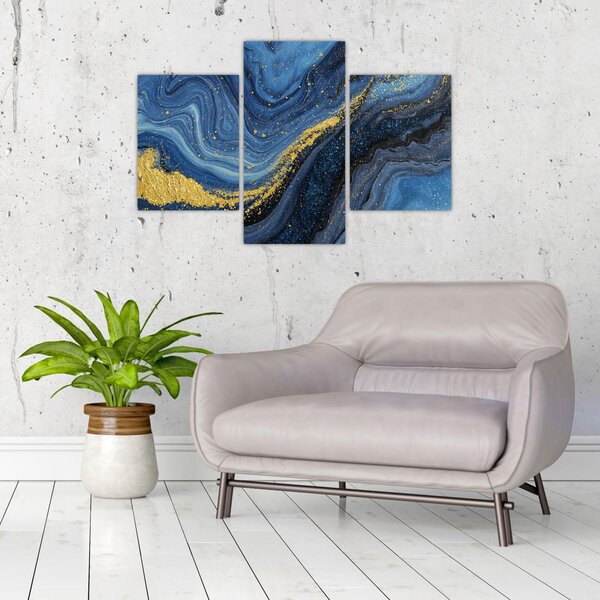 Slika - Plavo-zlatna apstrakcija (90x60 cm)