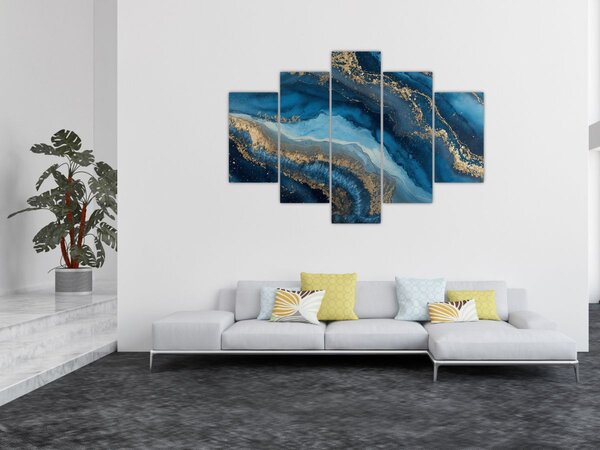 Slika - Plava mramorna apstrakcija (150x105 cm)