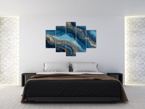 Slika - Plava mramorna apstrakcija (150x105 cm)