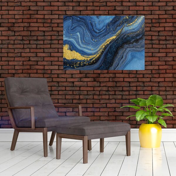 Slika - Plavo-zlatna apstrakcija (90x60 cm)