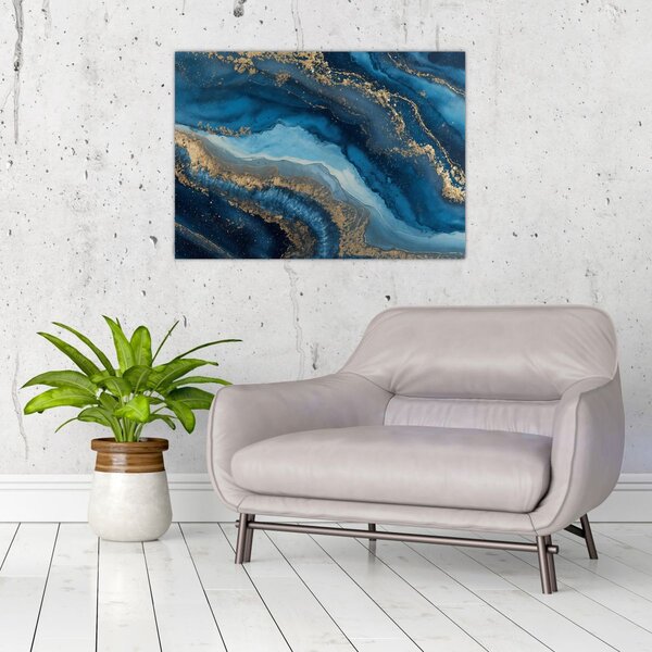 Slika - Plava mramorna apstrakcija (70x50 cm)