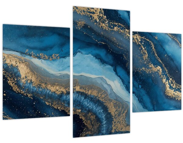 Slika - Plava mramorna apstrakcija (90x60 cm)