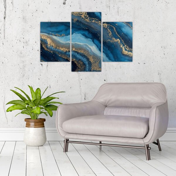 Slika - Plava mramorna apstrakcija (90x60 cm)