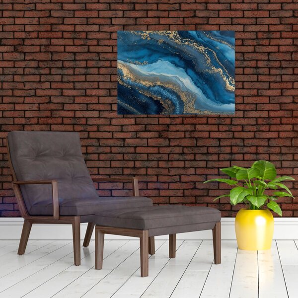 Slika - Plava mramorna apstrakcija (70x50 cm)