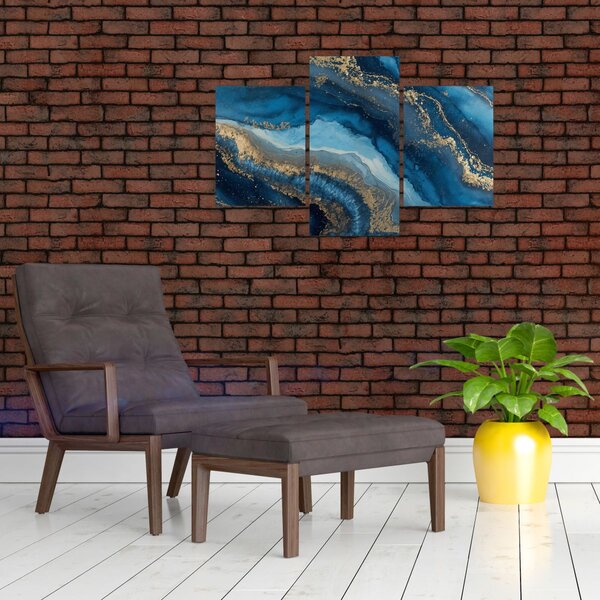 Slika - Plava mramorna apstrakcija (90x60 cm)