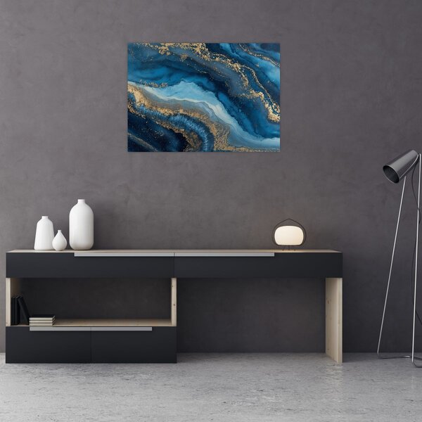 Slika - Plava mramorna apstrakcija (70x50 cm)