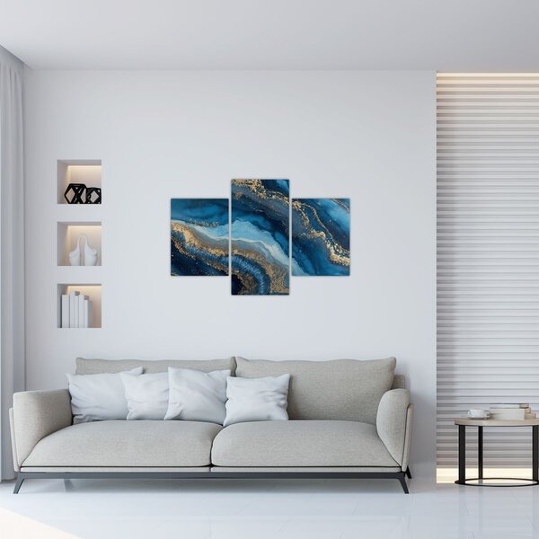 Slika - Plava mramorna apstrakcija (90x60 cm)