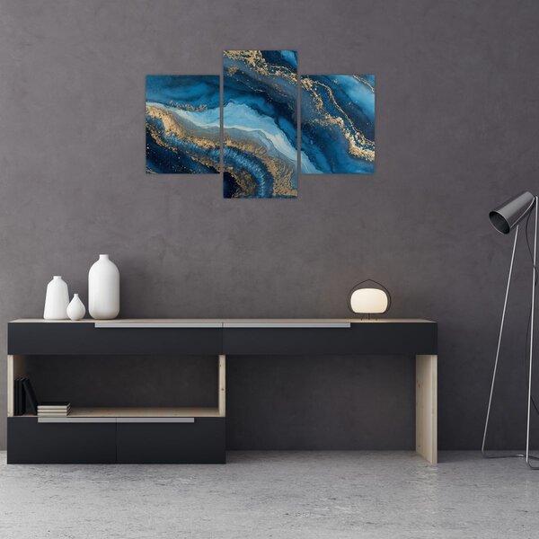 Slika - Plava mramorna apstrakcija (90x60 cm)