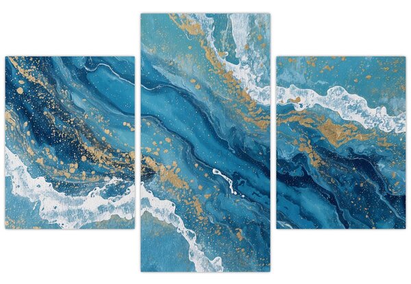 Slika - Svijetloplavi mramor sa zlatom II. (90x60 cm)