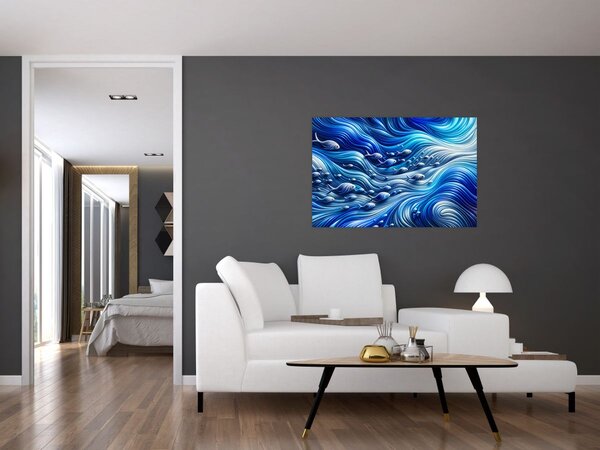 Slika – Ribe u valovima (90x60 cm)