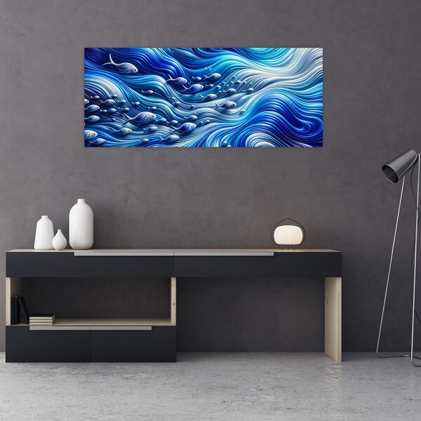 Slika – Ribe u valovima (120x50 cm)
