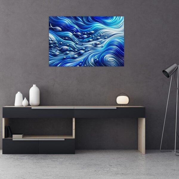 Slika – Ribe u valovima (90x60 cm)