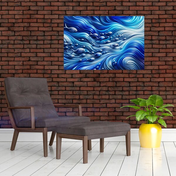 Slika – Ribe u valovima (90x60 cm)