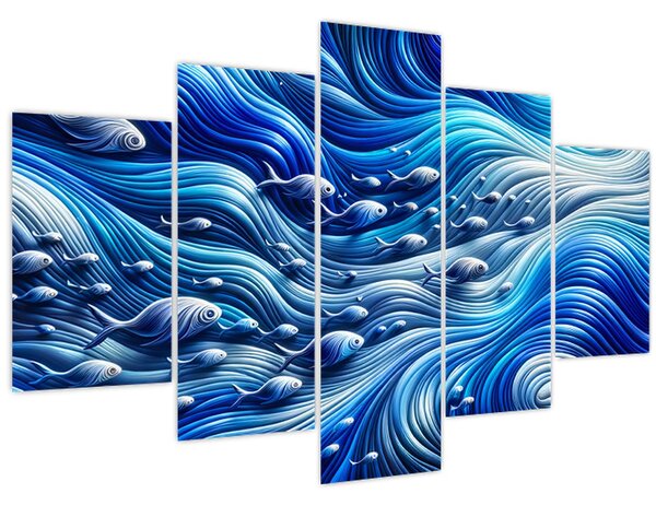 Slika – Ribe u valovima (150x105 cm)