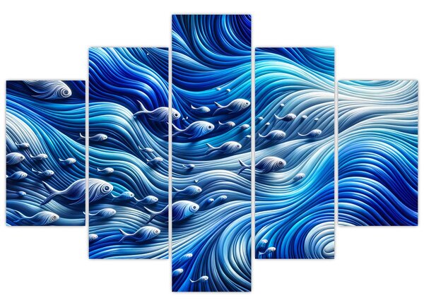 Slika – Ribe u valovima (150x105 cm)