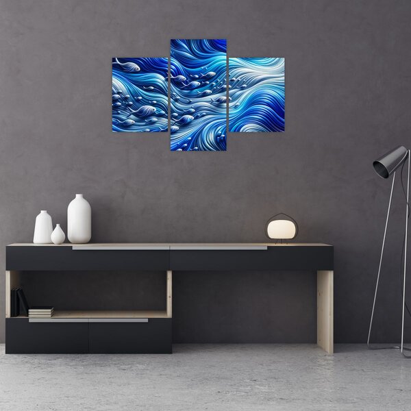 Slika – Ribe u valovima (90x60 cm)