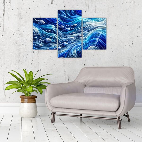 Slika – Ribe u valovima (90x60 cm)