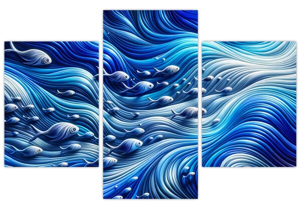 Slika – Ribe u valovima (90x60 cm)