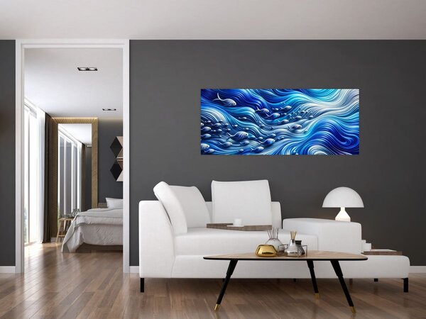 Slika – Ribe u valovima (120x50 cm)