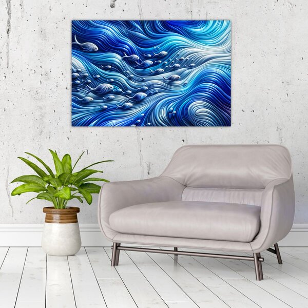 Slika – Ribe u valovima (90x60 cm)