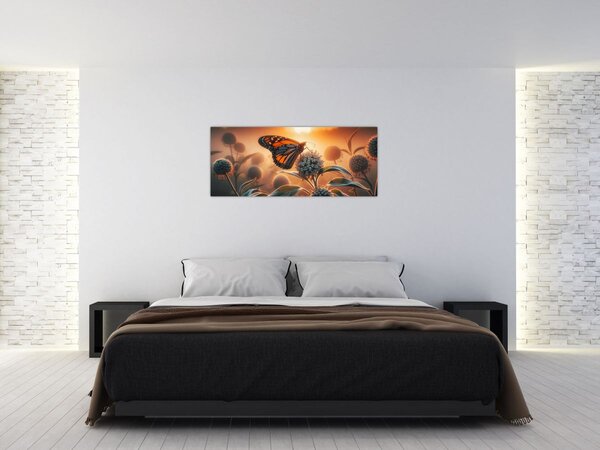 Slika – Leptir u zalazećem suncu (120x50 cm)