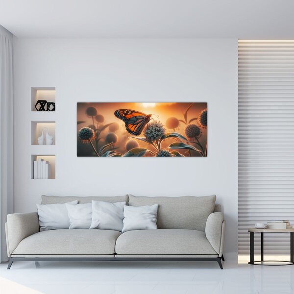 Slika – Leptir u zalazećem suncu (120x50 cm)