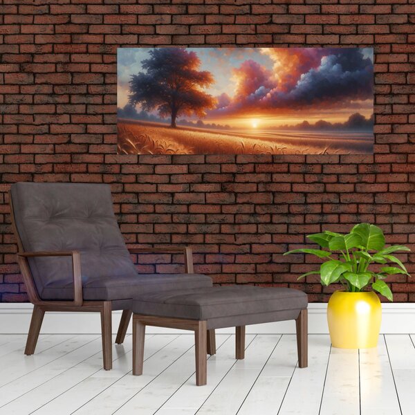 Slika – Zalazak sunca na polju (120x50 cm)