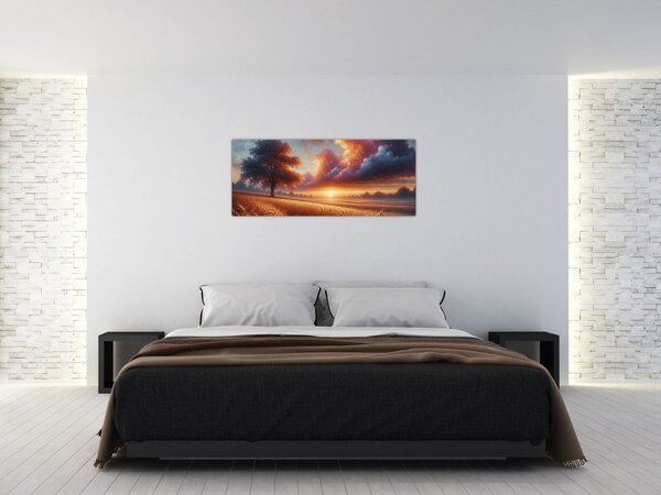 Slika – Zalazak sunca na polju (120x50 cm)