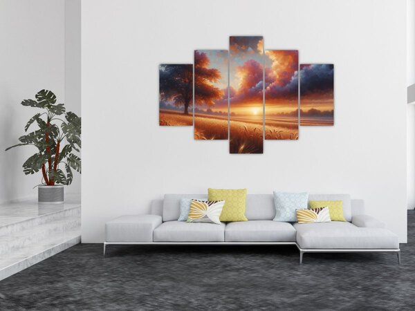 Slika – Zalazak sunca na polju (150x105 cm)