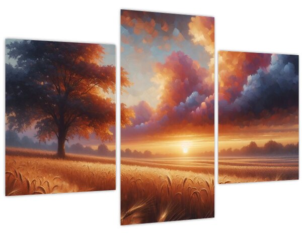 Slika – Zalazak sunca na polju (90x60 cm)