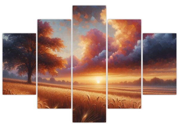 Slika – Zalazak sunca na polju (150x105 cm)
